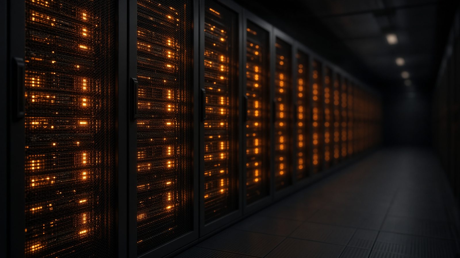 GPU server racks in a data-center aisle