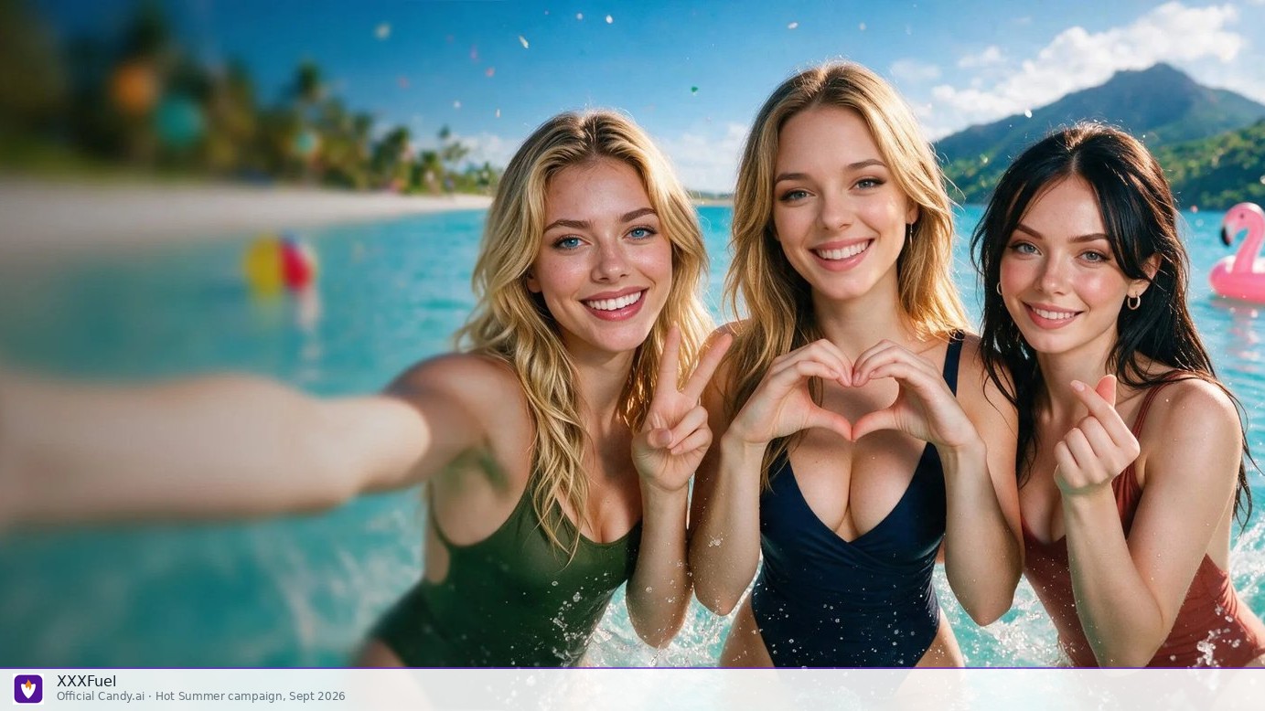 Official Candy.ai Hot Summer campaign, four AI girlfriends on a yacht