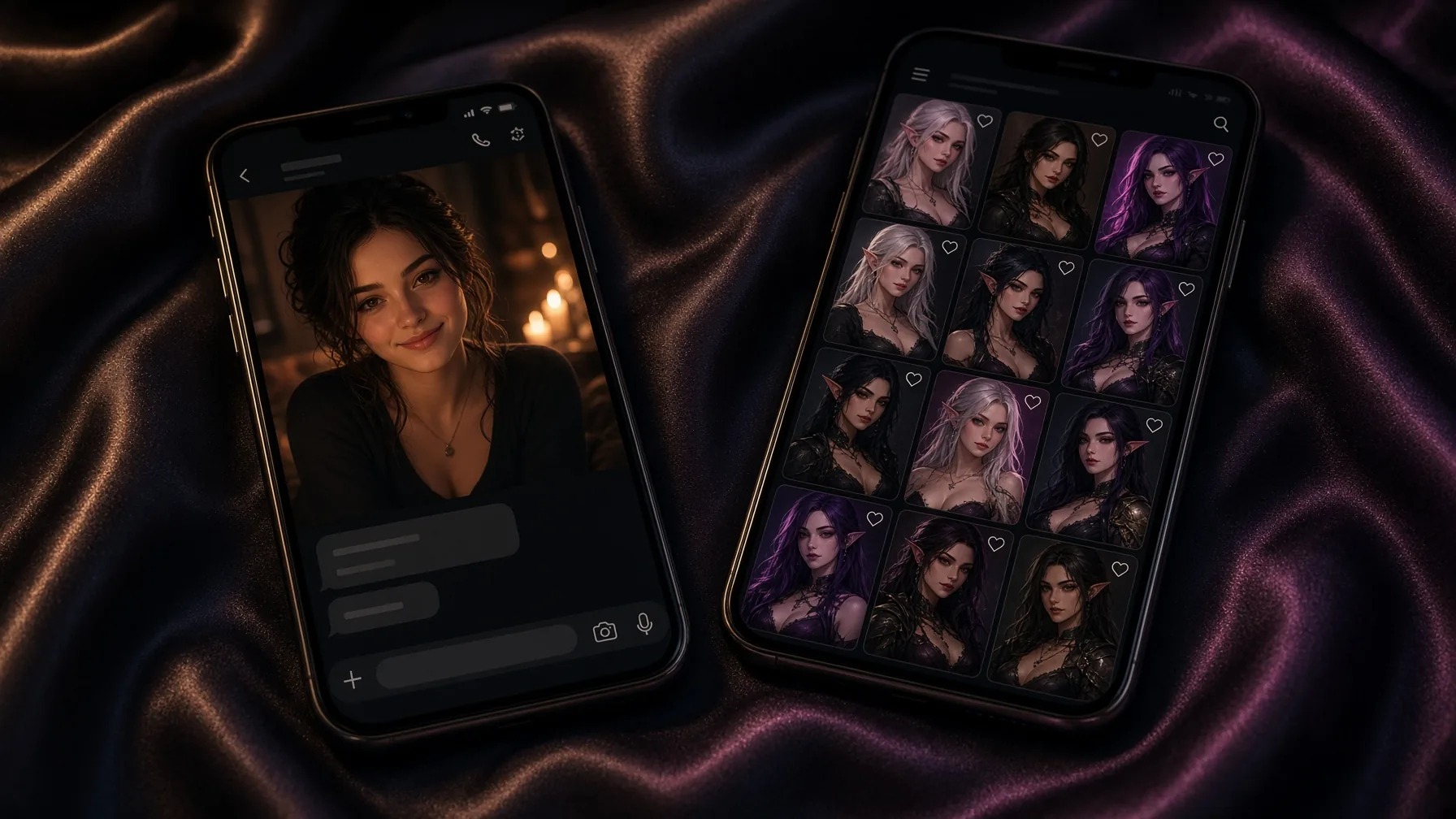 One named girlfriend chat versus a wall of NSFW character cards, XXXFuel