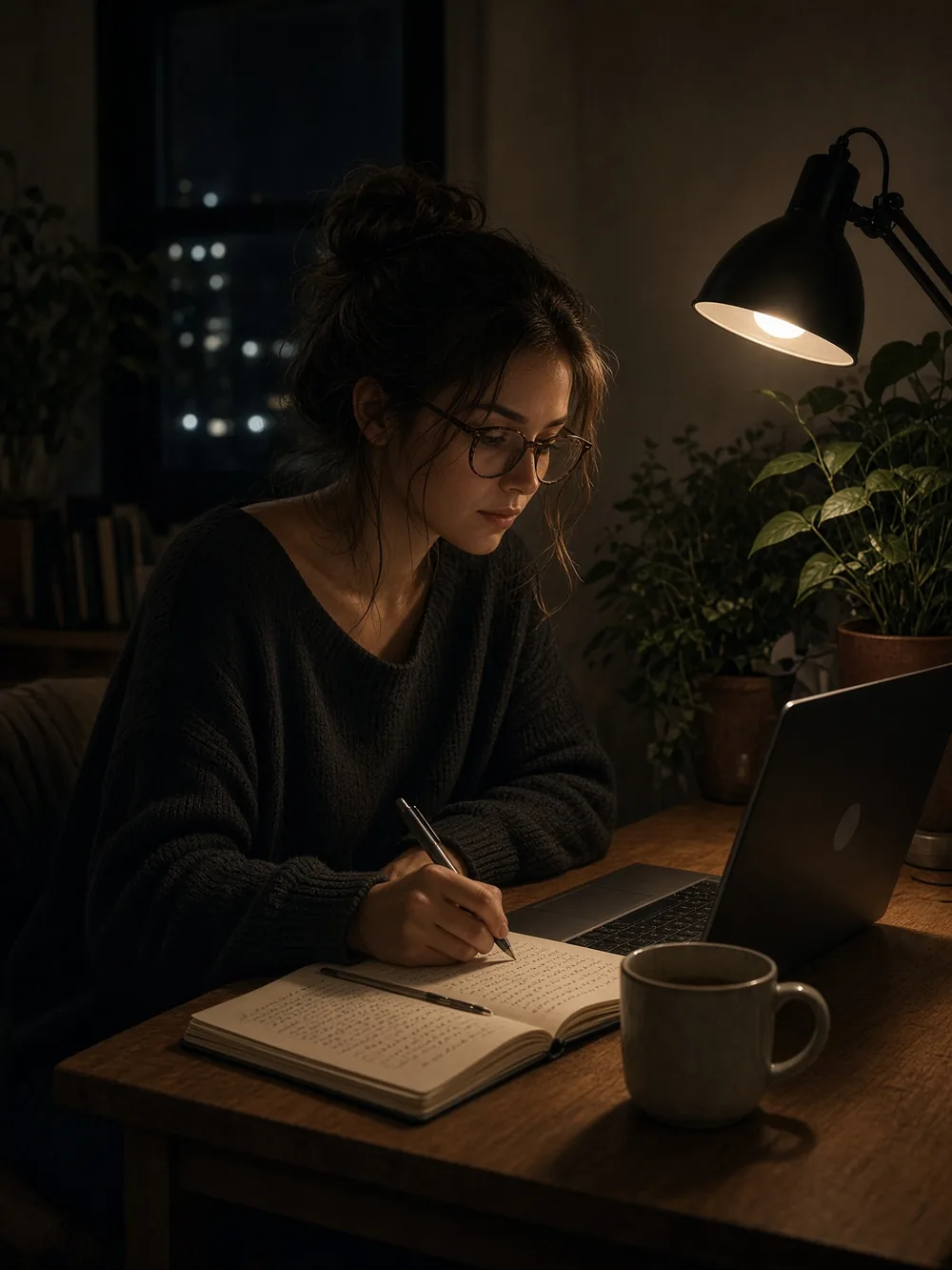 A private companion thread at a desk at night